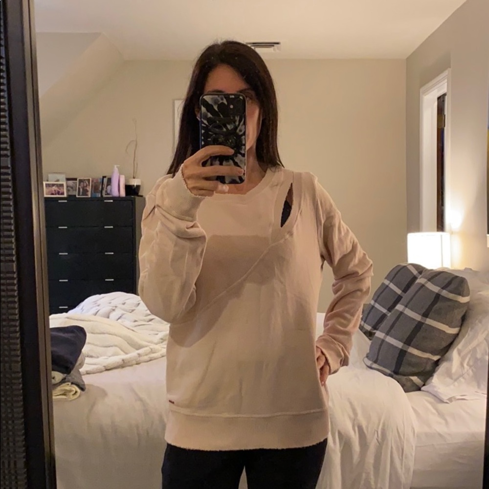 Pale pink distressed sweatshirt